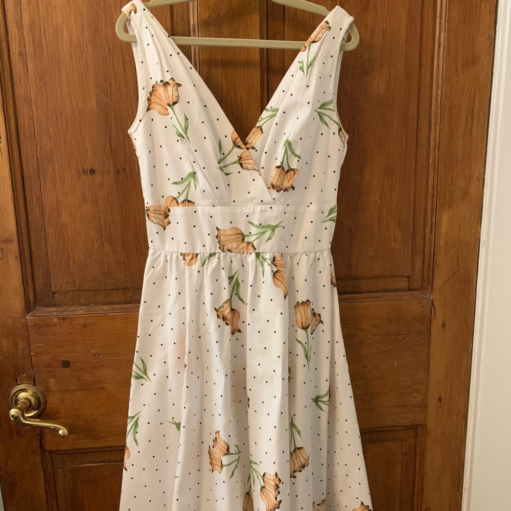 Stop Staring! Swing dress. White with tulip print